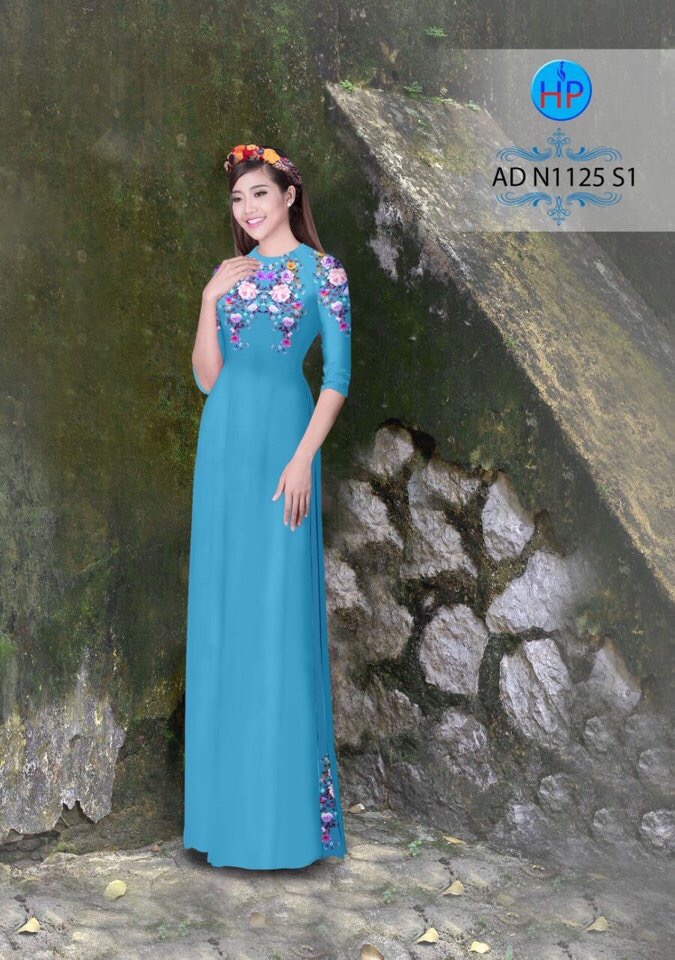 Vải áo dài hoa 3D AD N1125 - Ảnh 4