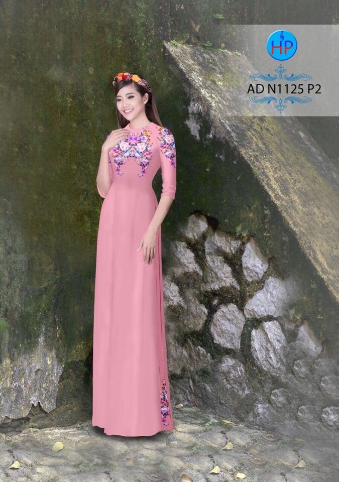 Vải áo dài hoa 3D AD N1125 - Ảnh 2