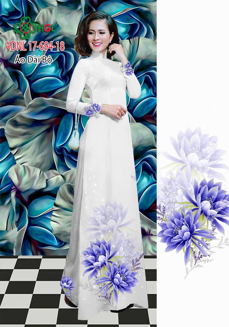 Vải áo dài hoa 3d ADNL 17-694 - Ảnh 3