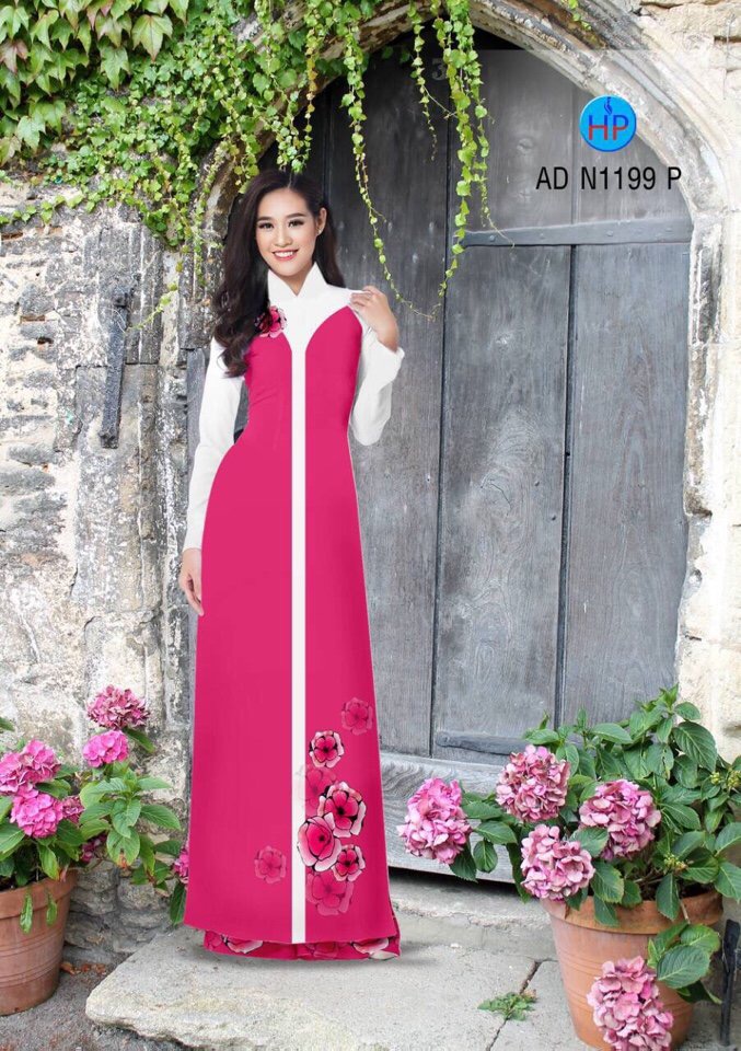 Vải áo dài hoa 3d AD N1199 - Ảnh 2