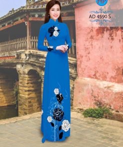 Alternative view of Vải áo dài hoa hồng AD 4509