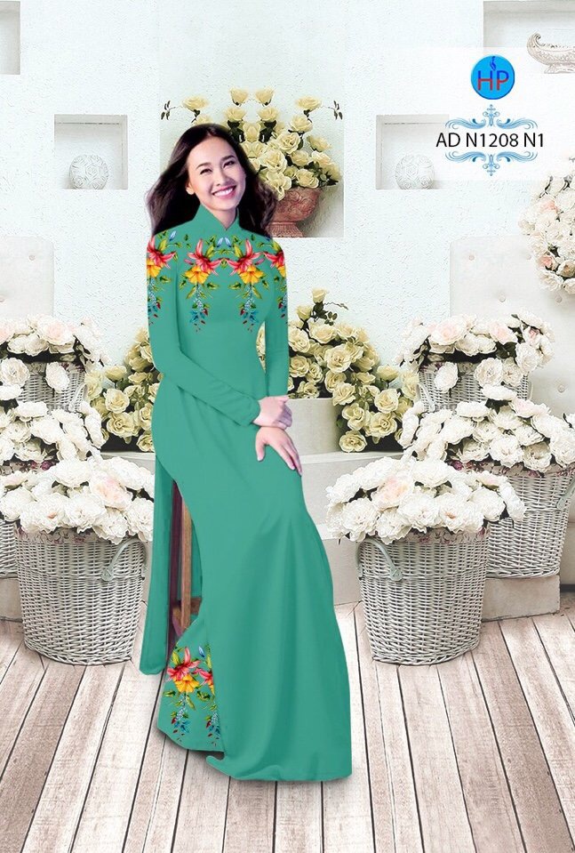 Vải áo dài hoa 3d AD N1208 - Ảnh 17