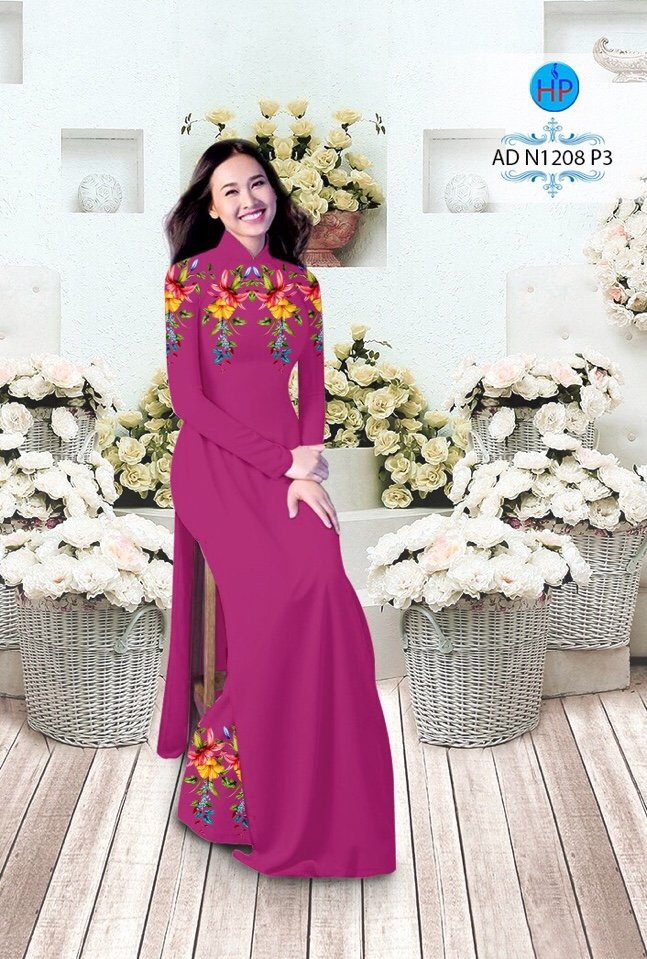 Vải áo dài hoa 3d AD N1208 - Ảnh 13