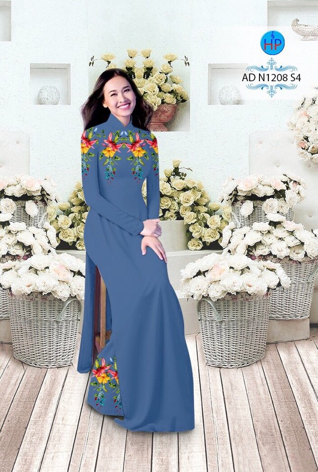 Vải áo dài hoa 3d AD N1208 - Ảnh 12