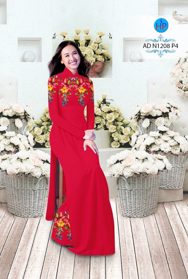 Vải áo dài hoa 3d AD N1208 - Ảnh 7