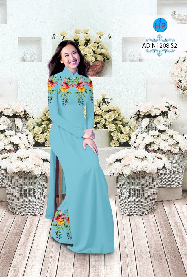 Vải áo dài hoa 3d AD N1208 - Ảnh 6