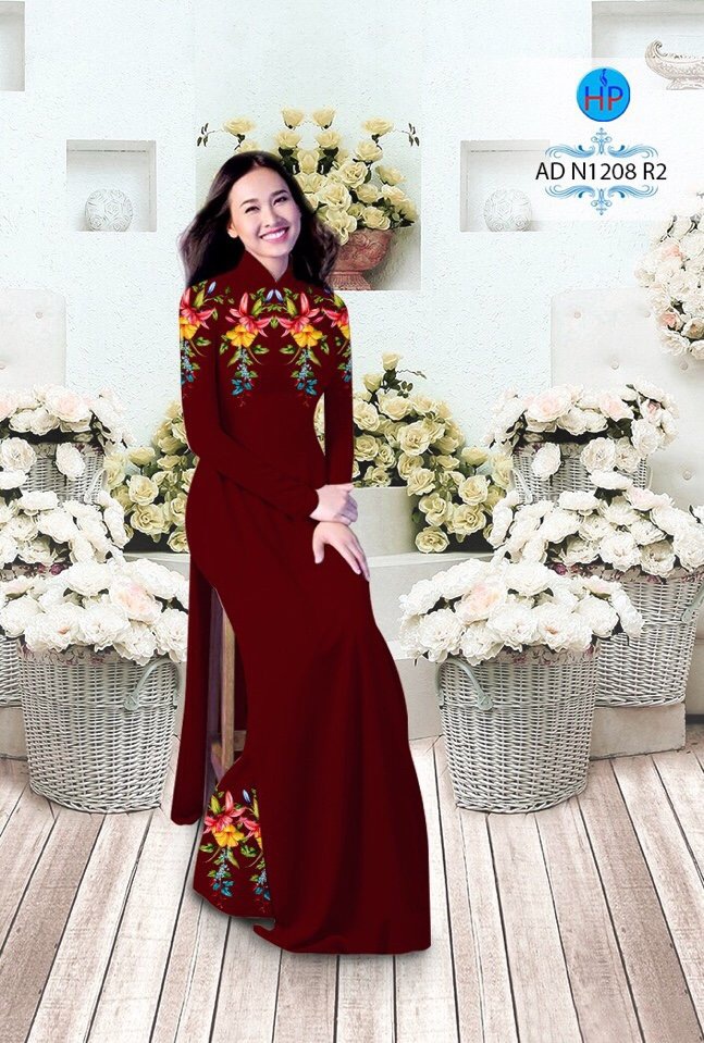 Vải áo dài hoa 3d AD N1208 - Ảnh 5