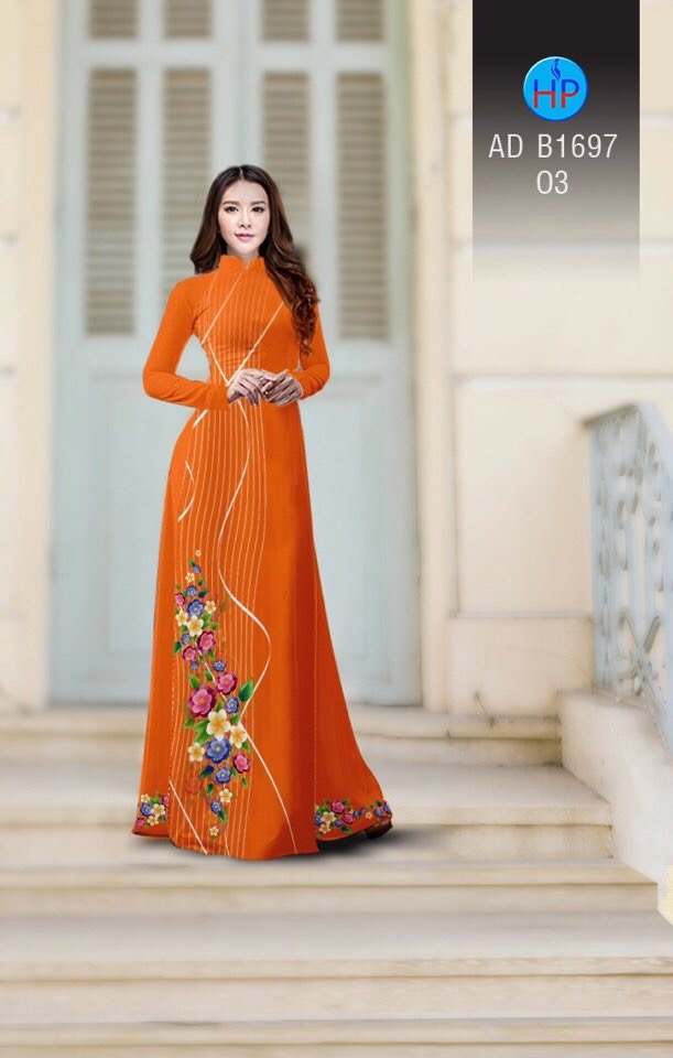 Vải áo dài hoa 3d AD B1697 - Ảnh 11