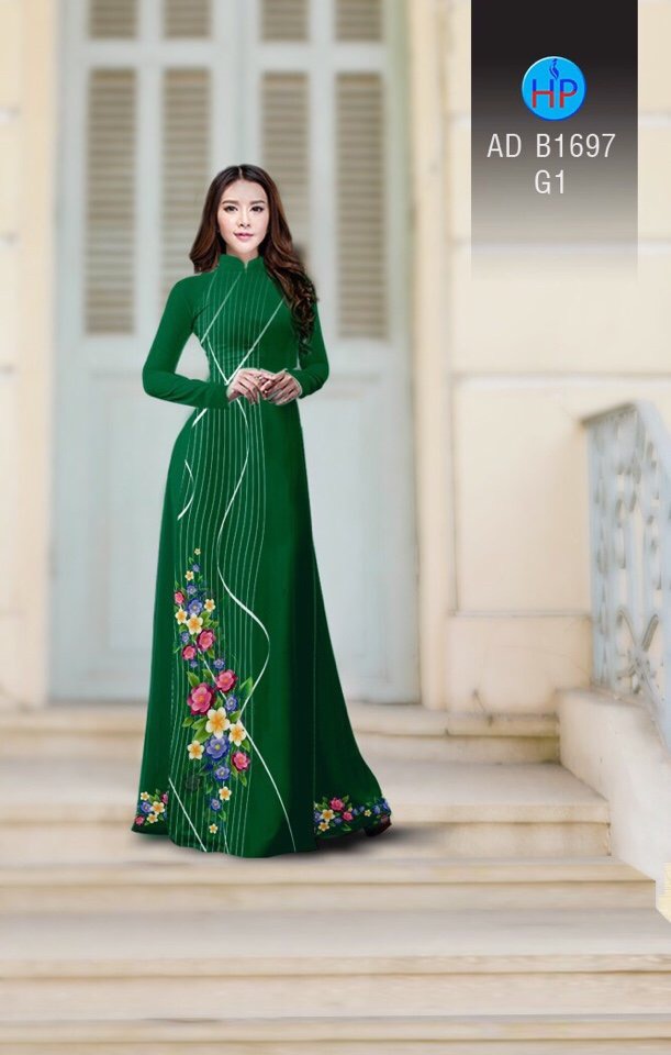Vải áo dài hoa 3d AD B1697 - Ảnh 8
