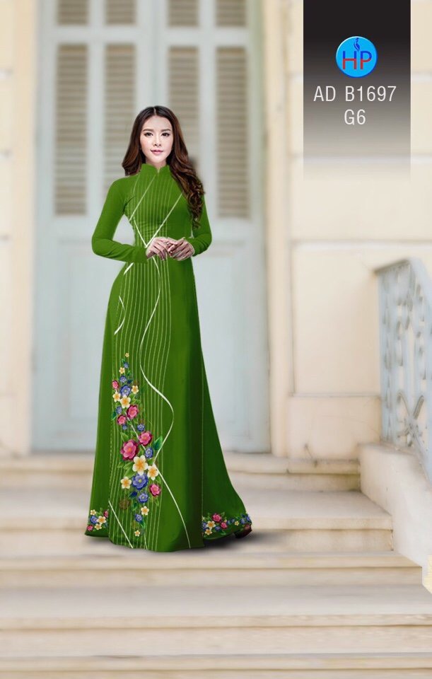 Vải áo dài hoa 3d AD B1697 - Ảnh 7