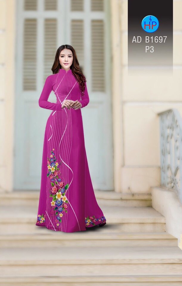 Vải áo dài hoa 3d AD B1697 - Ảnh 6