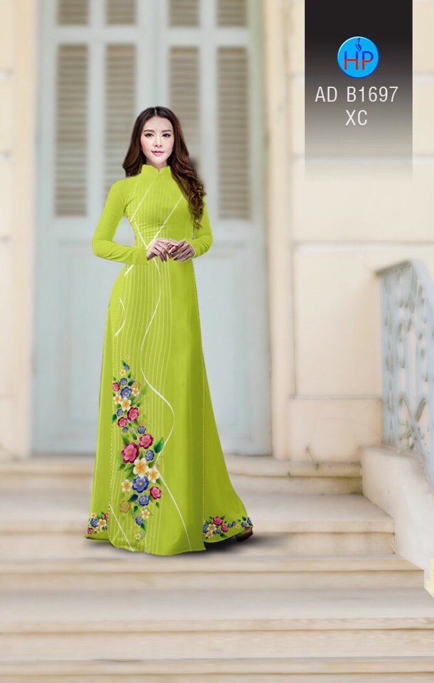 Vải áo dài hoa 3d AD B1697 - Ảnh 2