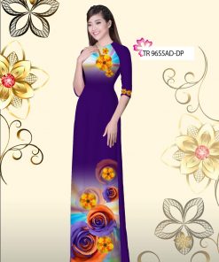 Vải áo dài hoa hồng TR9655AD