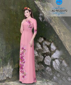 Alternative view of Vải áo dài hoa hồng AD N1223