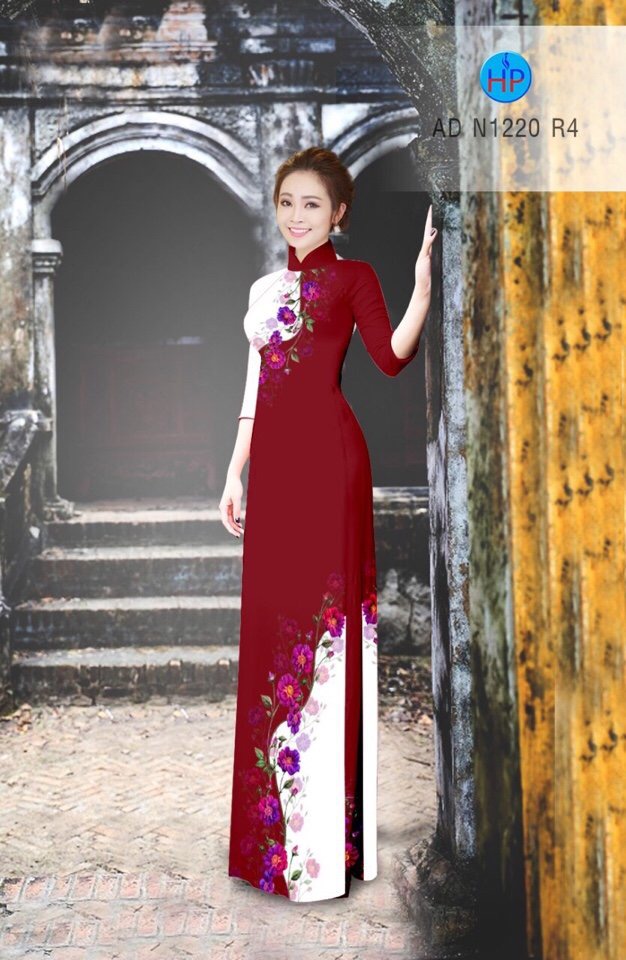 Vải áo dài hoa trên dưới AD N1220 - Ảnh 7