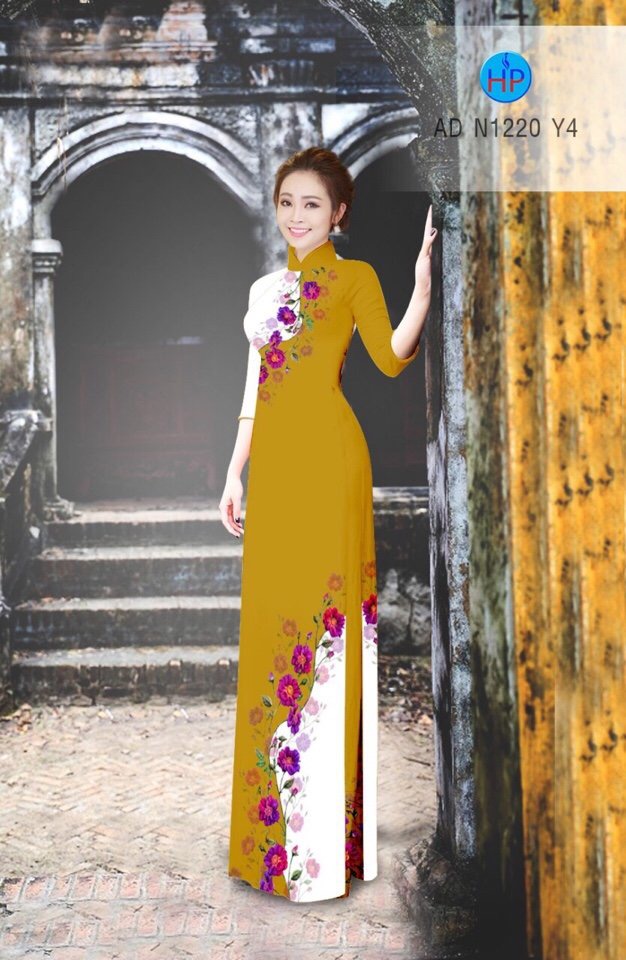 Vải áo dài hoa trên dưới AD N1220