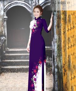 Alternative view of Vải áo dài hoa trên dưới AD N1220