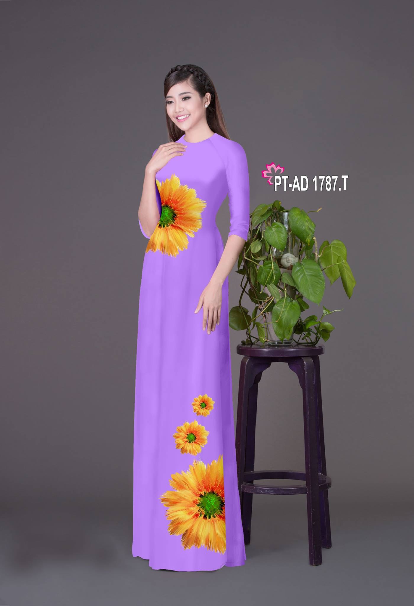 Vải áo dài hoa cúc PT-AD 1787 - Ảnh 5