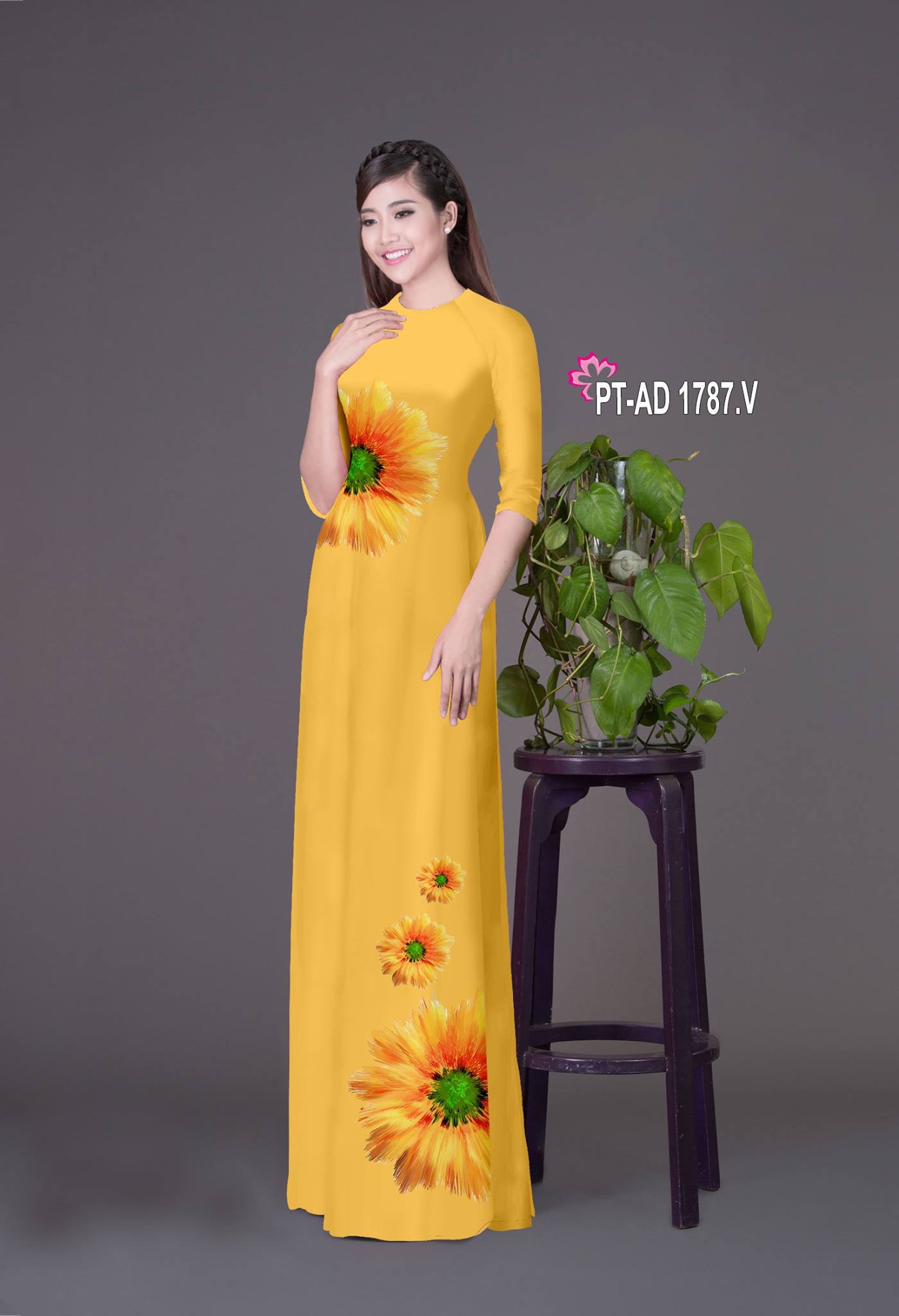 Vải áo dài hoa cúc PT-AD 1787 - Ảnh 4