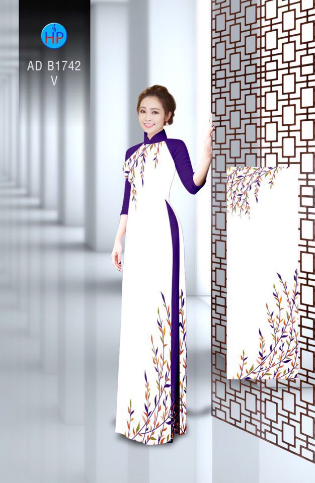 Vải áo dài chiếc lá nhỏ AD B1742 - Ảnh 13