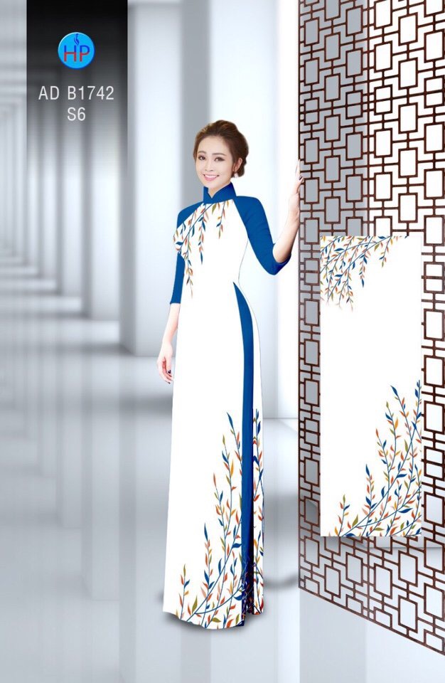 Vải áo dài chiếc lá nhỏ AD B1742 - Ảnh 12