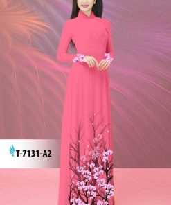Vải áo dài hoa đào-hoa mai T-7131