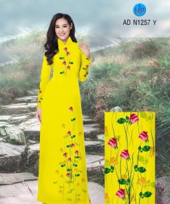 Vải áo dài hoa hồng AD N1257