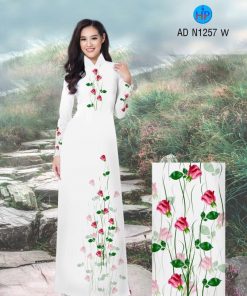 Alternative view of Vải áo dài hoa hồng AD N1257