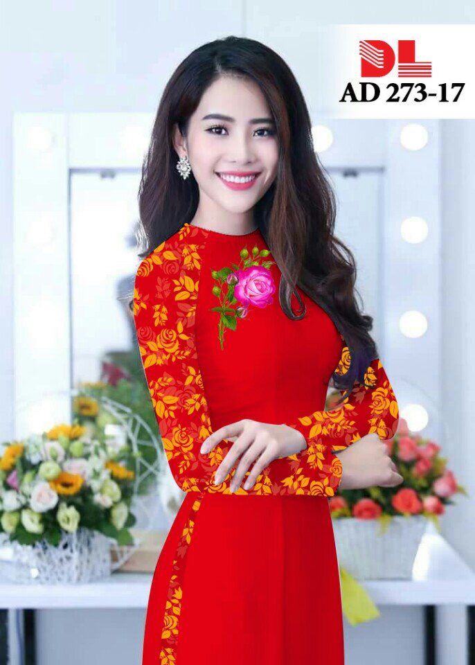 Vải áo dài hoa hồng DLAD-273 - Ảnh 14