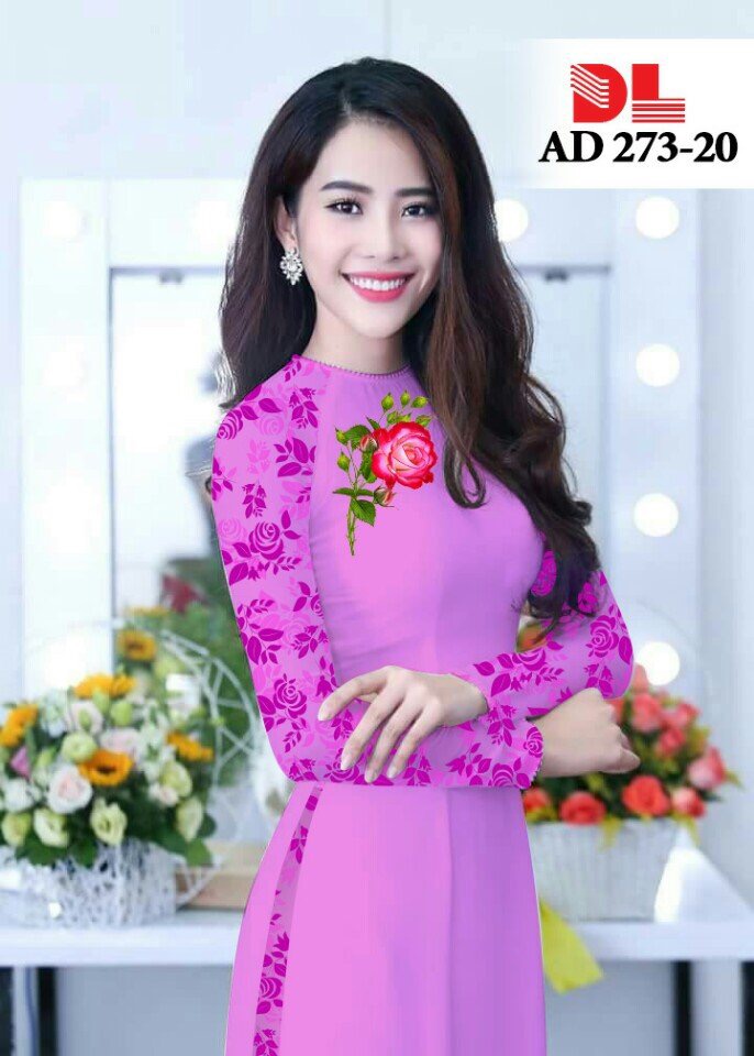 Vải áo dài hoa hồng DLAD-273 - Ảnh 11