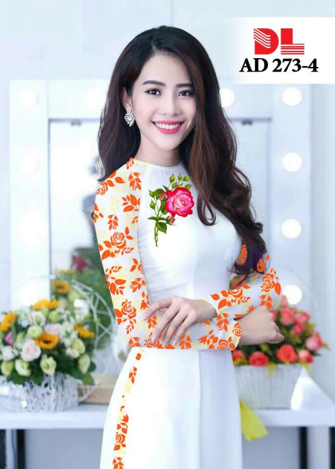 Vải áo dài hoa hồng DLAD-273 - Ảnh 9