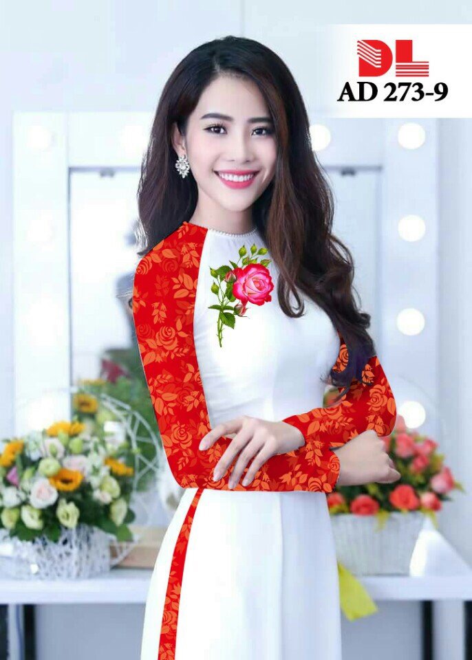 Vải áo dài hoa hồng DLAD-273 - Ảnh 4