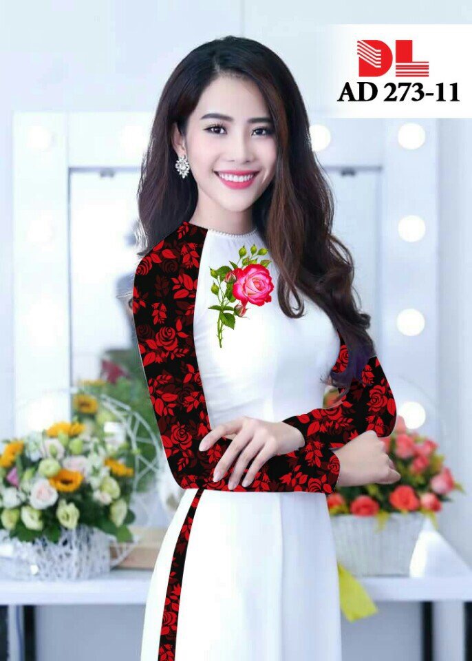 Vải áo dài hoa hồng DLAD-273 - Ảnh 2