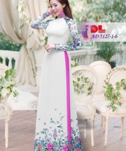 Vải áo dài hoa hồng DLAD-5127