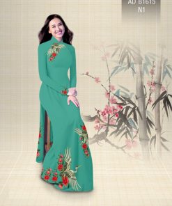 Vải áo dài hoa và hạc AD B1615