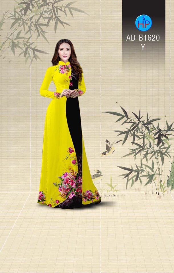 Vải áo dài hoa trên dưới AD B1620 - Ảnh 2