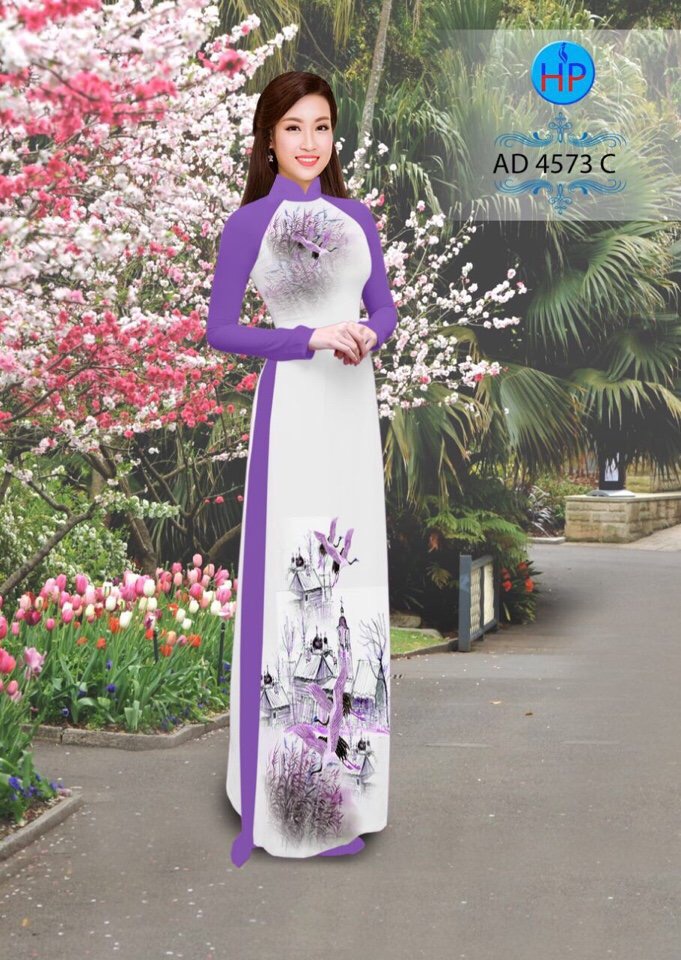 Vải áo dài phong cảnh AD 4573 - Ảnh 12