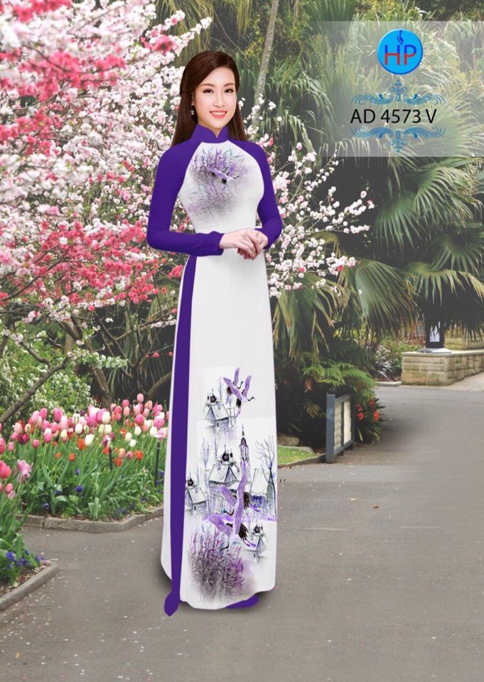 Vải áo dài phong cảnh AD 4573 - Ảnh 2