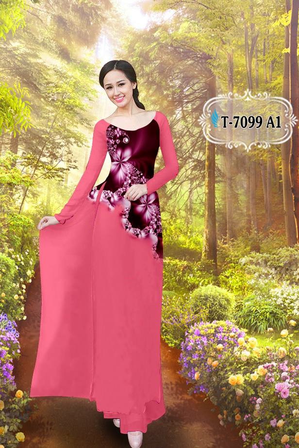 Vải áo dài hoa ảo 3d T-7099 - Ảnh 10