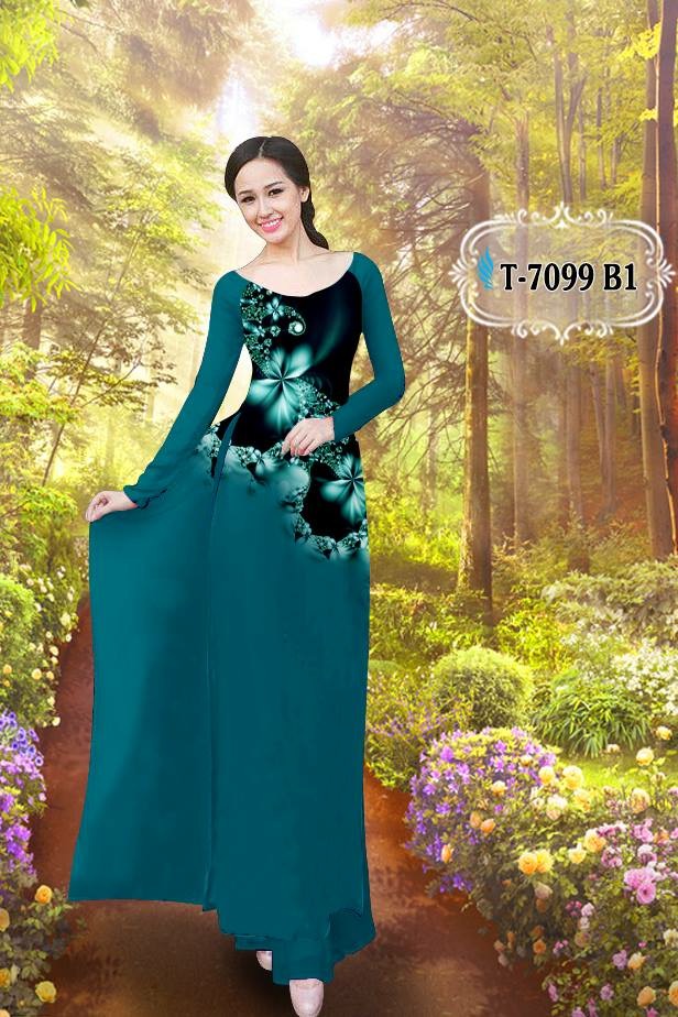 Vải áo dài hoa ảo 3d T-7099