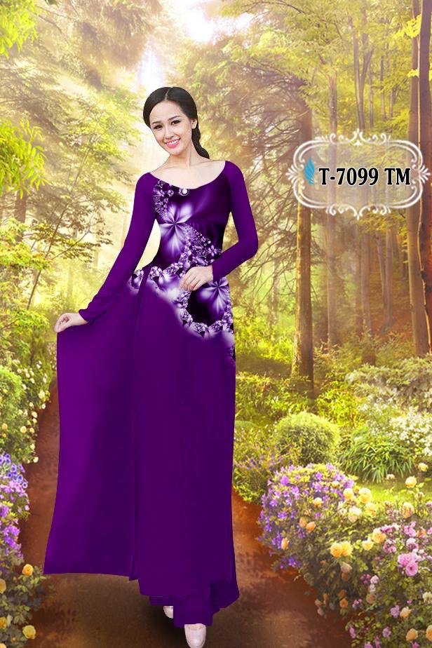 Vải áo dài hoa ảo 3d T-7099 - Ảnh 5