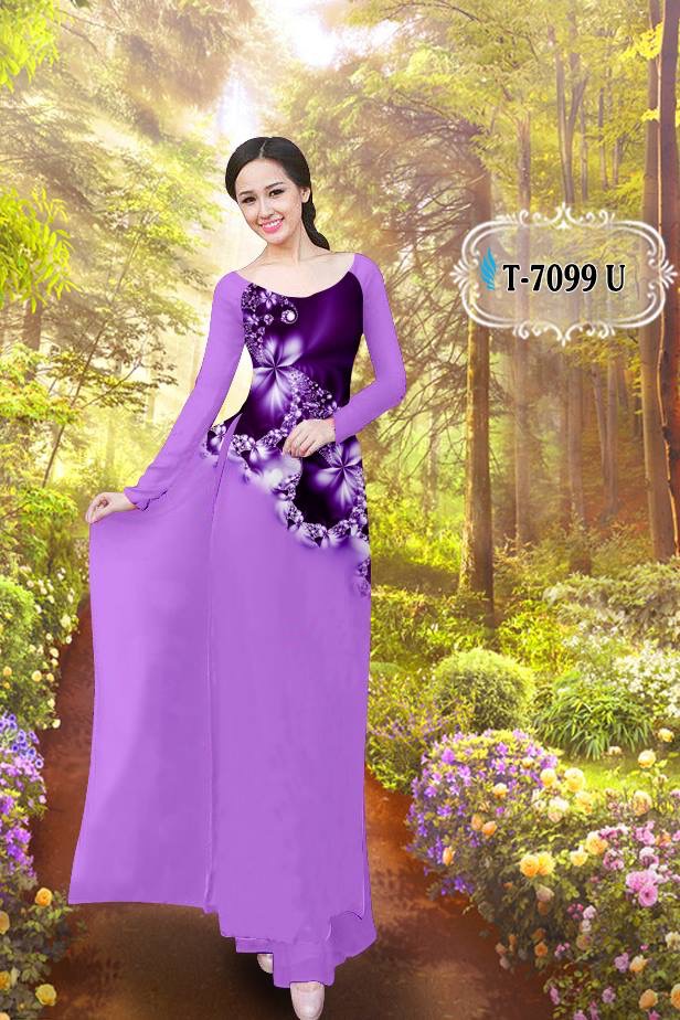 Vải áo dài hoa ảo 3d T-7099 - Ảnh 4