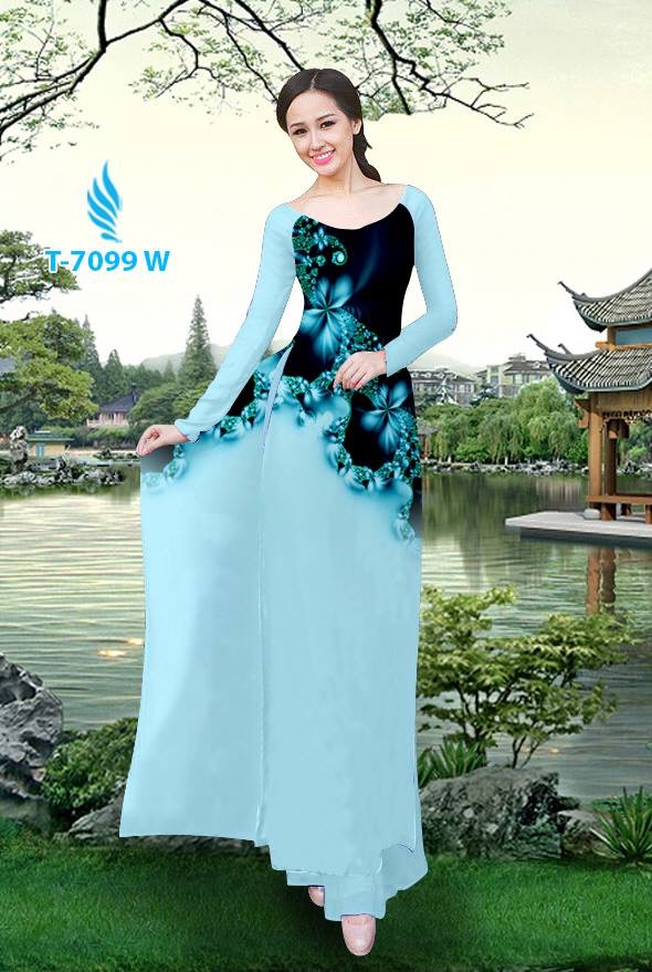 Vải áo dài hoa ảo 3d T-7099 - Ảnh 3