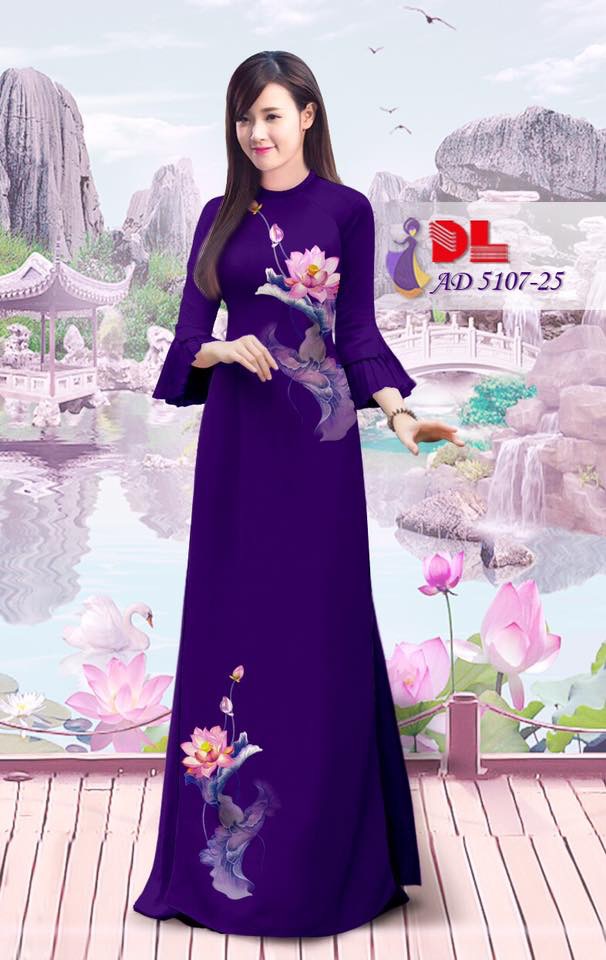 Vải áo dài hoa sen DLAD-5107 - Ảnh 11