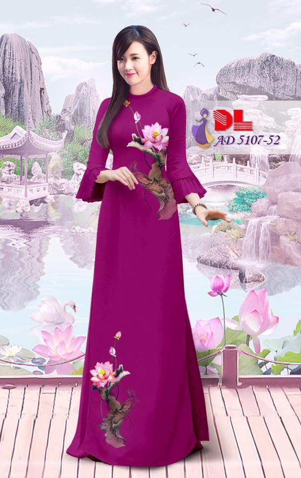 Vải áo dài hoa sen DLAD-5107 - Ảnh 3