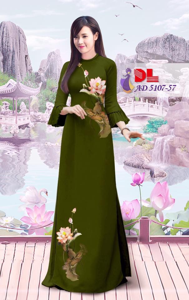 Vải áo dài hoa sen DLAD-5107 - Ảnh 2