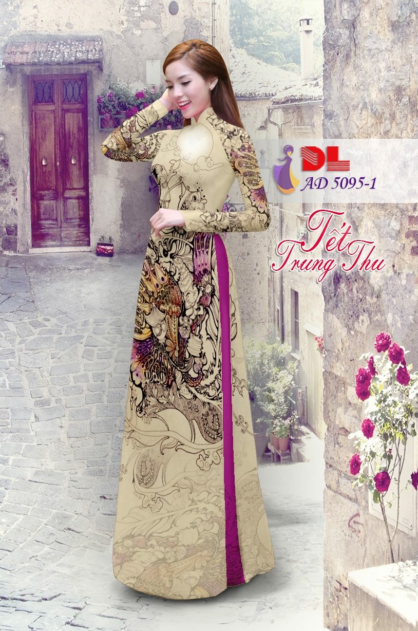 Vải áo dài phong cảnh DLAD-5095