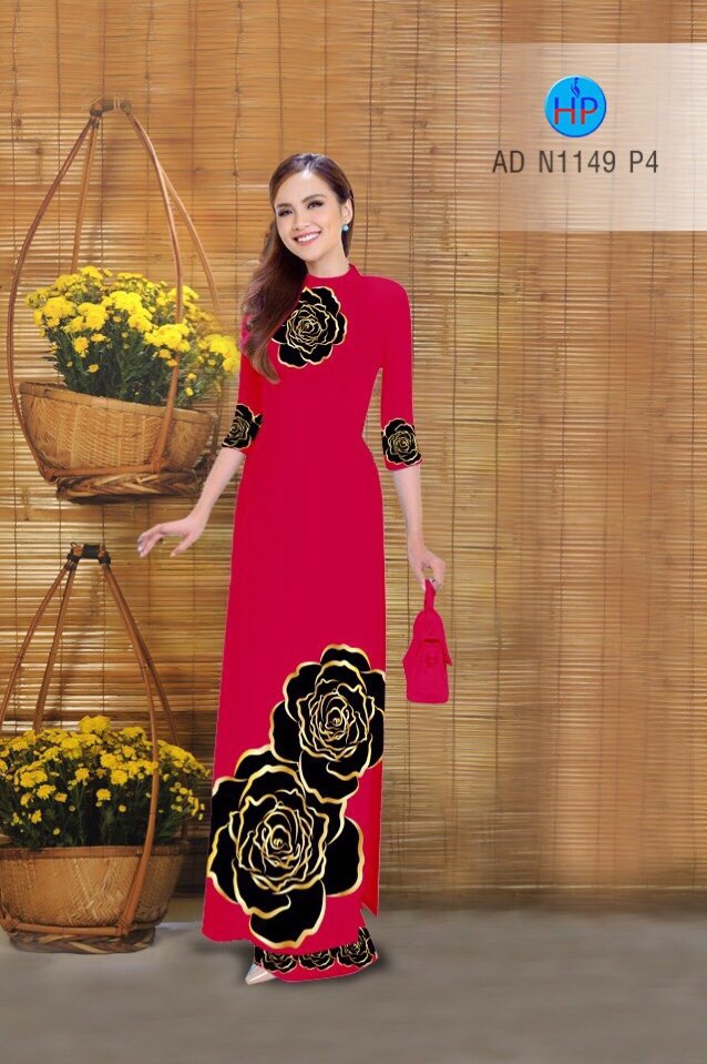 Vải áo dài hoa hồng AD N1149