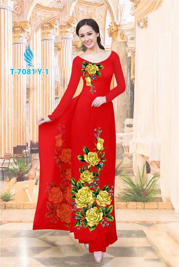 Vải áo dài hoa hồng T-7081 - Ảnh 3