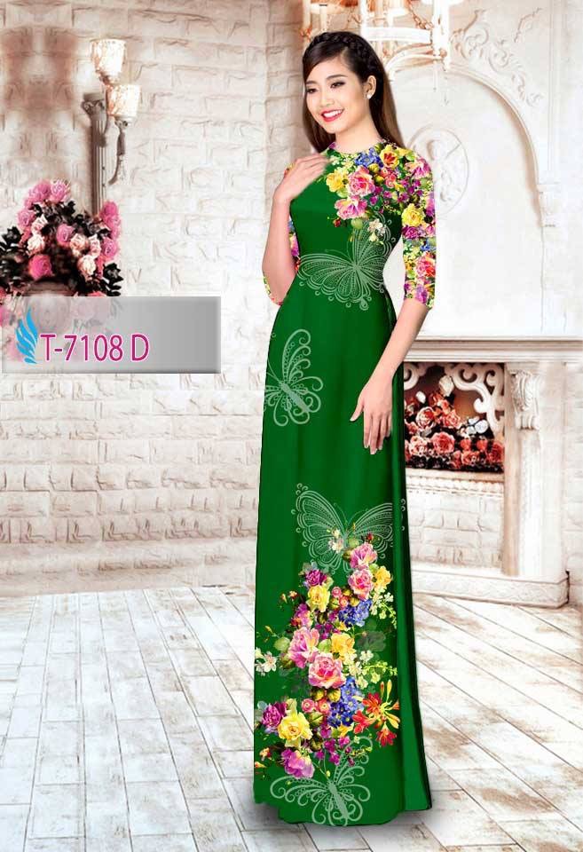 Vải áo dài hoa và bướm T-7108 - Ảnh 11